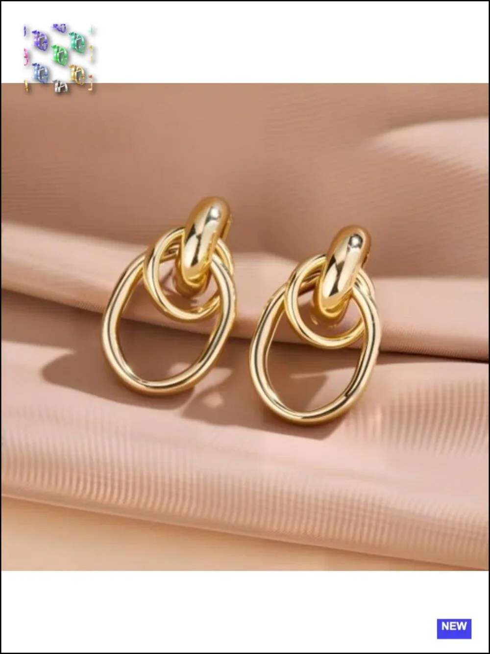 Chunky Gold Drop Dangle Earrings Geometric Link Hoop Hypoallergenic Lightweight